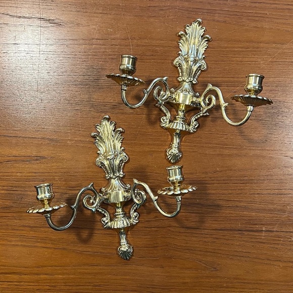 Set of Vintage Gold Candle Wall Scones | Louis XVI Wall Sconces, Neoclassical